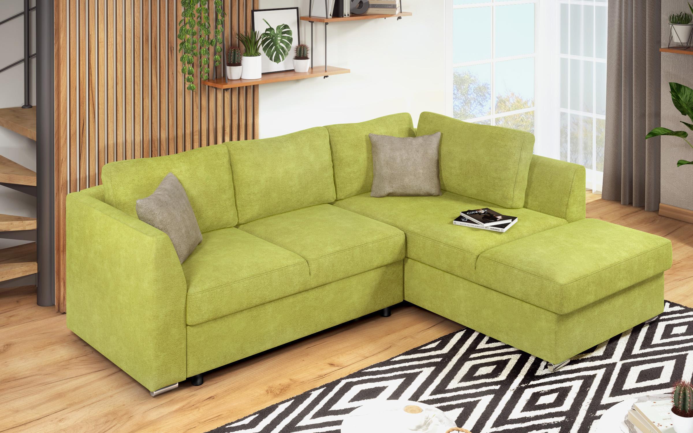 Γωνιακός καναπές – κρεβάτι Toskana S, πράσινο + ανοιχτό καφέ  5